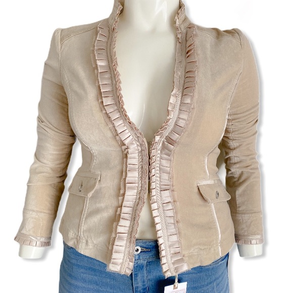 White House Black Market Jackets & Blazers - WHBM Crushed Velvet Ruffle Blazer